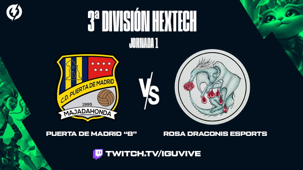 iguvive's tweet photo. 📢Esta noche 3ª División HEXTECH - Jornada 1

CD PUERTA DE MADRID "B" 🇪🇸
🆚
ROSA DRACONIS ESPORT 🇪🇸

⏰ 22:00 CET
📺 https://t.co/8N4Kov6opo

#WildRift #HextechSeries #Circuitotormenta
@wildriftES @SomosLaTormenta https://t.co/Ksk0M7gIO4