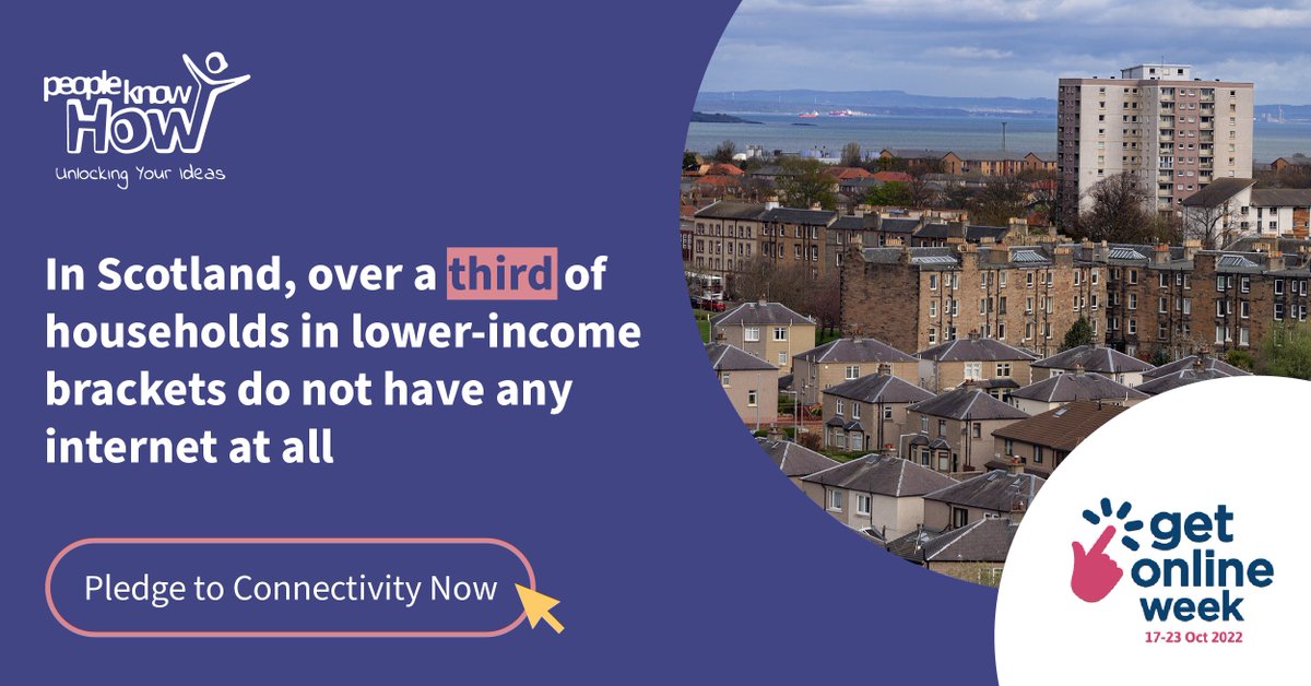 PKHinnovation's tweet photo. In Scotland, over a third of households in lower-income brackets do not have any internet at all. We want to change that.
Start your #GetOnlineWeek by pledging to our #ConnectivityNow campaign to combat data poverty #TryOneThing
Pledge today: https://t.co/b127G2DHb9 https://t.co/zDx7Y0WcmC