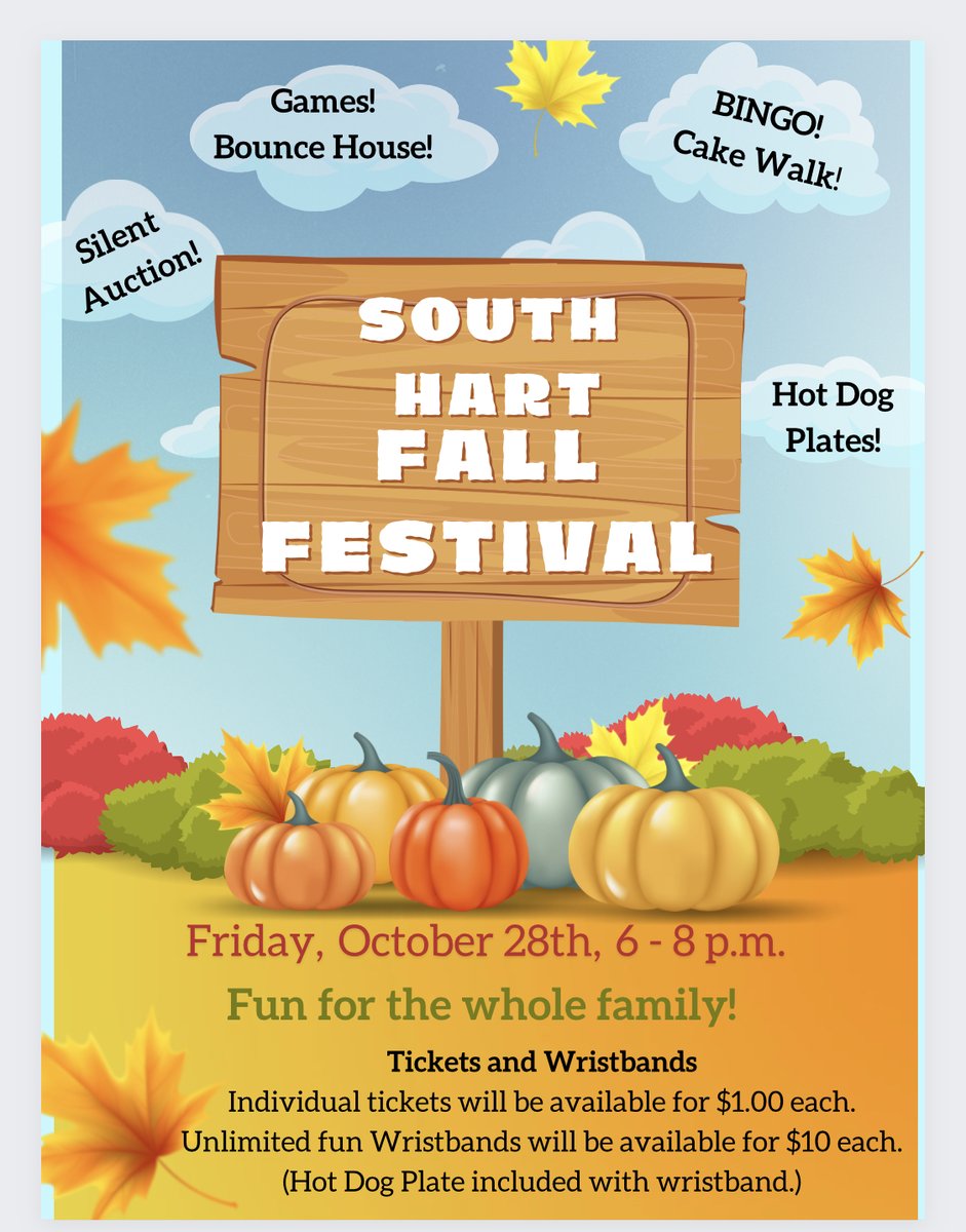 It’s time for our Fall Festival!!! Mark your calendars now for Friday, Oct. 28!  Like and share this post to be entered into a drawing for 4 free wristbands!