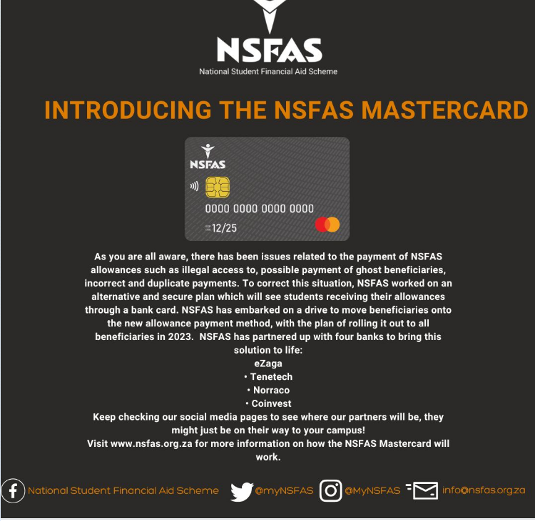 myNSFAS's tweet photo. Hey students👋our partner eZaga is at Ekurhuleni East TVET College today, in Daveyton campus to onboard students to the NSFAS Mastercard, please make your way there! If you cannot make it today, don't stress come tomorrow as they will still be around.
#NSFASMasterCard
#NSFAS2023 https://t.co/v3tROiQjL7