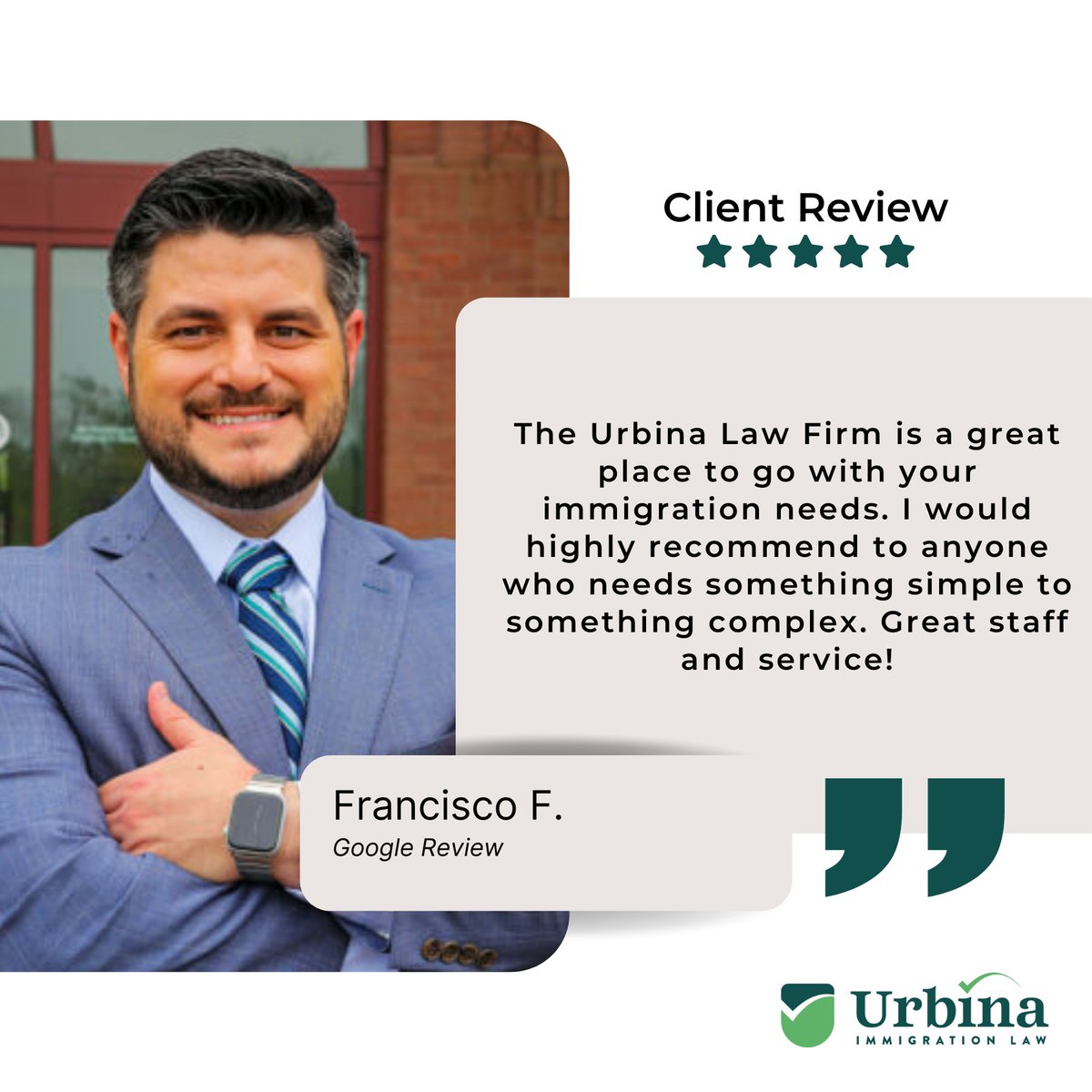 urbinalawfirm's tweet photo. Thank you for the recommendation, Francisco 🤩

Were you a client? We'd love to hear from you too! 
Drop your reviews here 👇👇👇
https://t.co/2iL0hjf8Oo    

#clientreview #urbina #urbinalaw https://t.co/VmZuSmz3ov