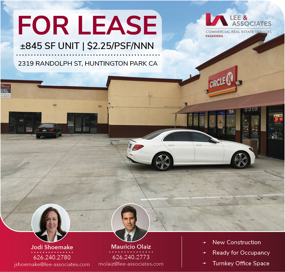 LeePasadena's tweet photo. Lee & Associates - Pasadena has a 845 SF unit #forlease at 2319 Randolph Street in Huntington Park. Anchored by Circle K and ready for occupancy. Call Jodi Shoemake and Mauricio Olaiz for details.
#leepasadena #leeassociates #leecre #cre #commercialrealestate #realestate https://t.co/2cf5QWknYp