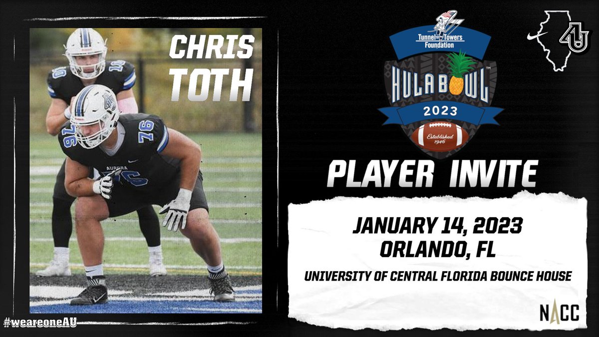 AU_SpartanFB's tweet photo. Congratulations to Senior Offensive Tackle @christoth99 on being selected to represent AU Football in the @Hula_Bowl this January! Chris is the first person in Aurora Football history to be selected to play in this game. https://t.co/YUFW1bo2kL