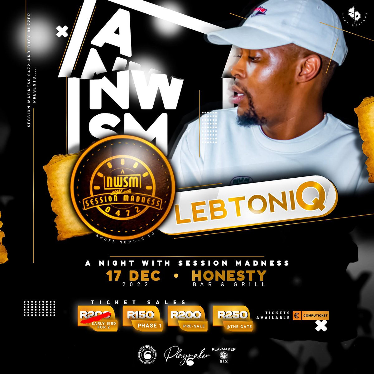 SessionMadness's tweet photo. It is with great enthusiasm to announce the great LebtoniQ "F4R The OPOLOPIANS" 
as our Third Act for #anwsm22 🚀 
Tickets are still available at Computicket Phase 1 for a Minimum of R150 
Pre-sale R200
At the gate R250
Don't be umahamba yedwa 17th December its a DATE!!! https://t.co/6plw8y9oMV