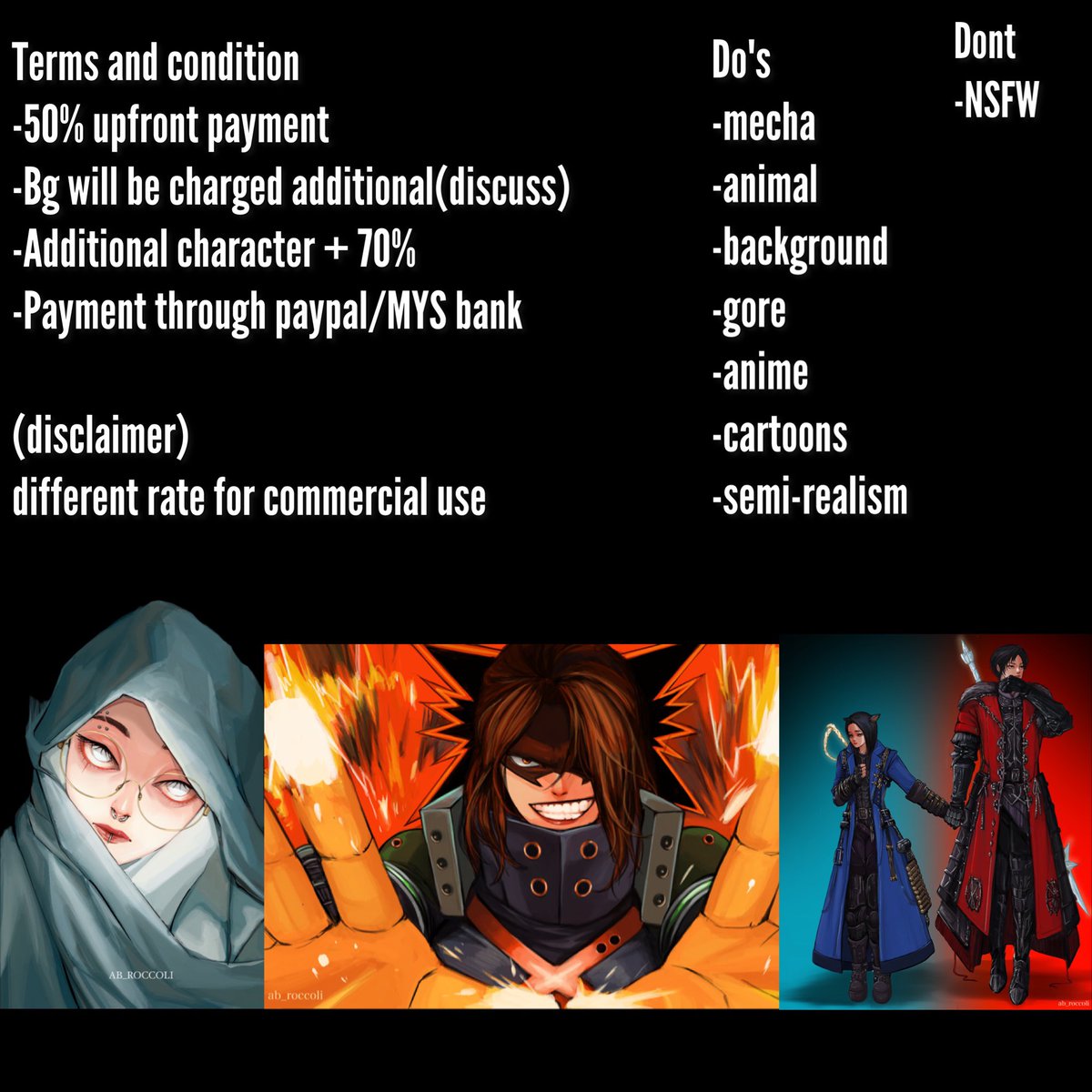 ab_roccoli's tweet photo. Hi people im opening up commission for november slots. My semester break just ended and i need some money to pay for my uni,exam and book fee. This may be my final sem so im really hoping that i can get enough money to pay them all. Do help me out by Rt-ing this. Thank you! https://t.co/M6HF5Z72kH