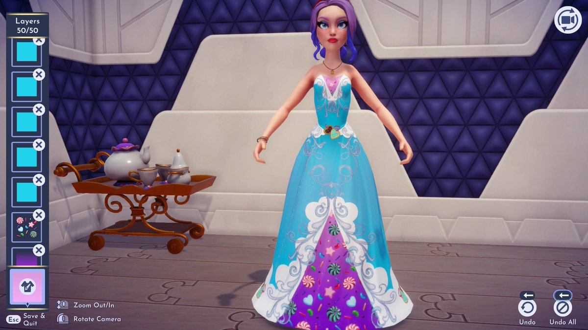 PickleSquid's tweet photo. I designed my first dress in #DisneyDreamlightValley today! It’s not great but it was fun familiarising myself with the design tool. Can’t wait to get better at using this!! https://t.co/m43GO35cgu