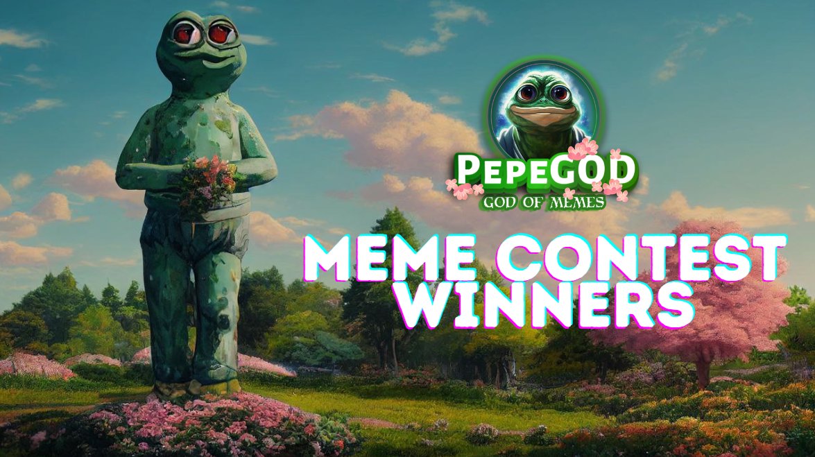GodofMemesERC20's tweet photo. Congrats to the winners!

🥇: @DahyunYellow 0.30 ETH + 1,500 $PEPE
🥈: @lloydabryllb 0.25 ETH + 1,250 $PEPE
🥉: @polexc21 0.20 ETH + 1,000 $PEPE
🏅: @thegalaxycatt 0.15 ETH + 750 $PEPE
🏅: @kingdadada4 0.10 ETH + 500 $PEPE

Please send us a DM here on Twitter!

#Pepe #ETH https://t.co/YIuKDZMJJs