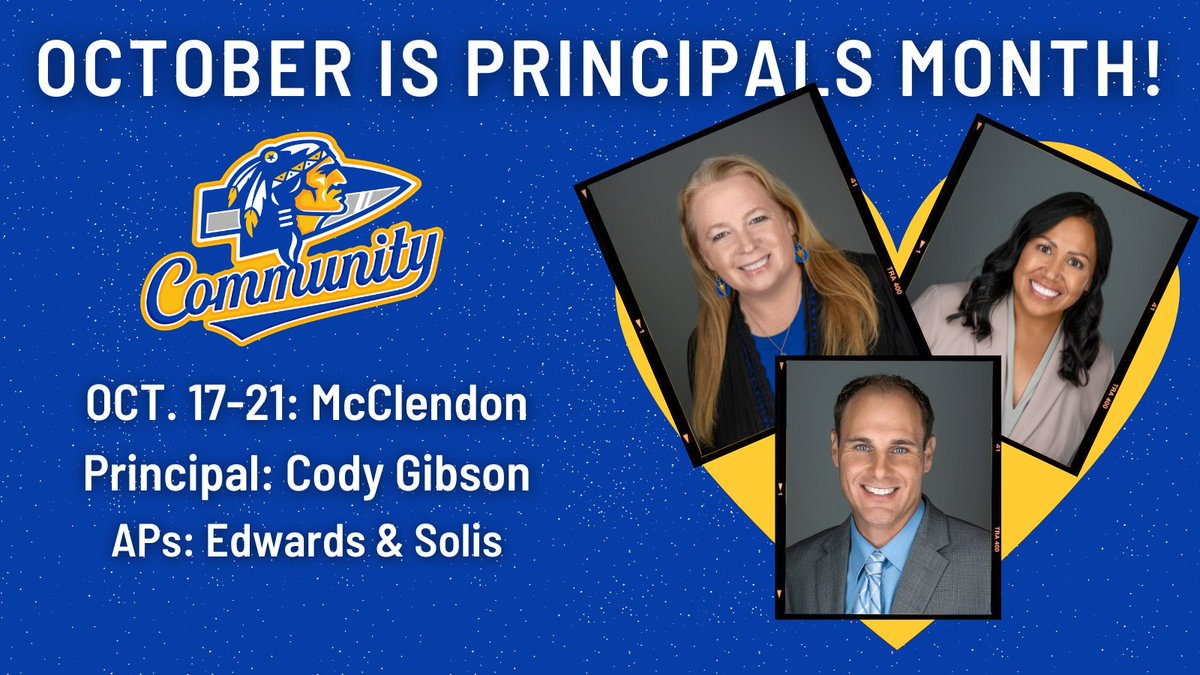 communityisd's tweet photo. It's #NationalPrincipalsMonth, and this week we're celebrating the admin team of @McClendonBraves! These amazing individuals show the #TraitsOfABrave every day!

#BraveNation75 https://t.co/ylNof4cQtH