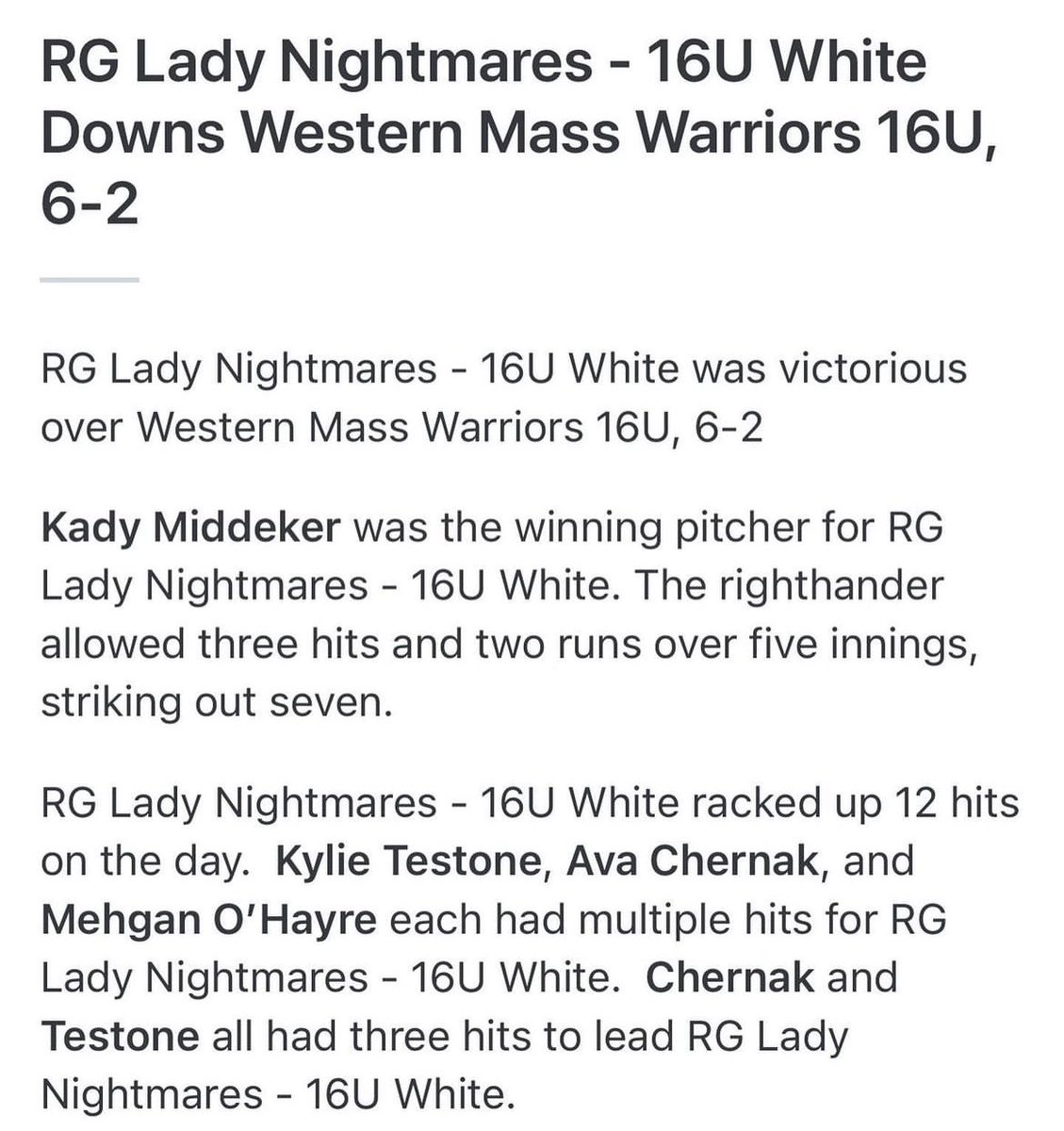 KadyMiddeker's tweet photo. I had an amazing pitching weekend at Fastpitch Nation!! We went 2-1 on seeding day. We didn’t have the outcome we wanted on Sunday. But I’m ready for the winter to get stronger and faster 💪 https://t.co/sLvm778zT6