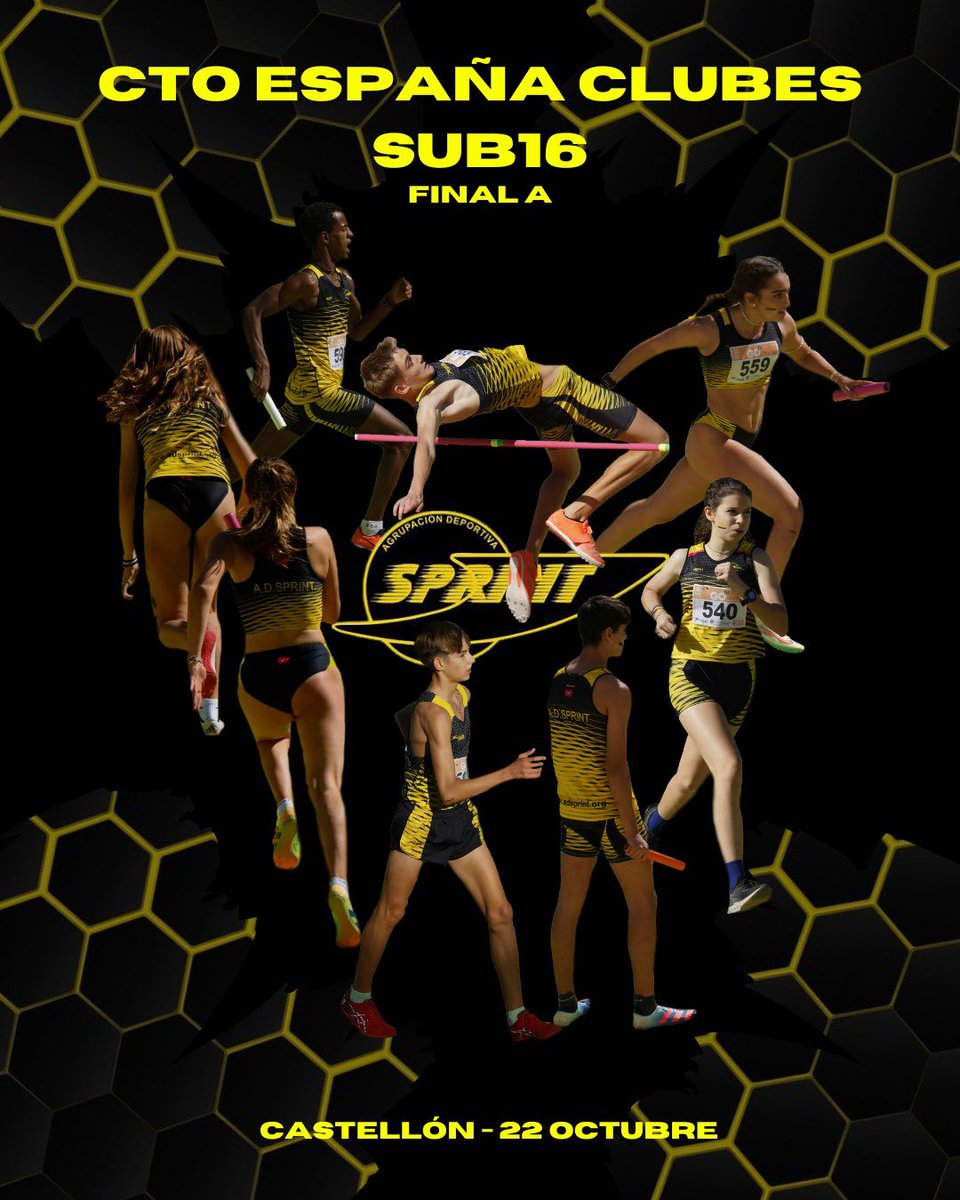 CTO ESPAÑA SUB16 - Castellón, 22 de octubre 2022

Este sábado nuestro equipo de chicas y chicos sub16 nos representarán en la final A, dando lo mejor, como siempre! 

Mucha suerte equipo 💪🏽🎉

#ctoespaña #ctoespañasub16 #castellon #atletismo #sub16
