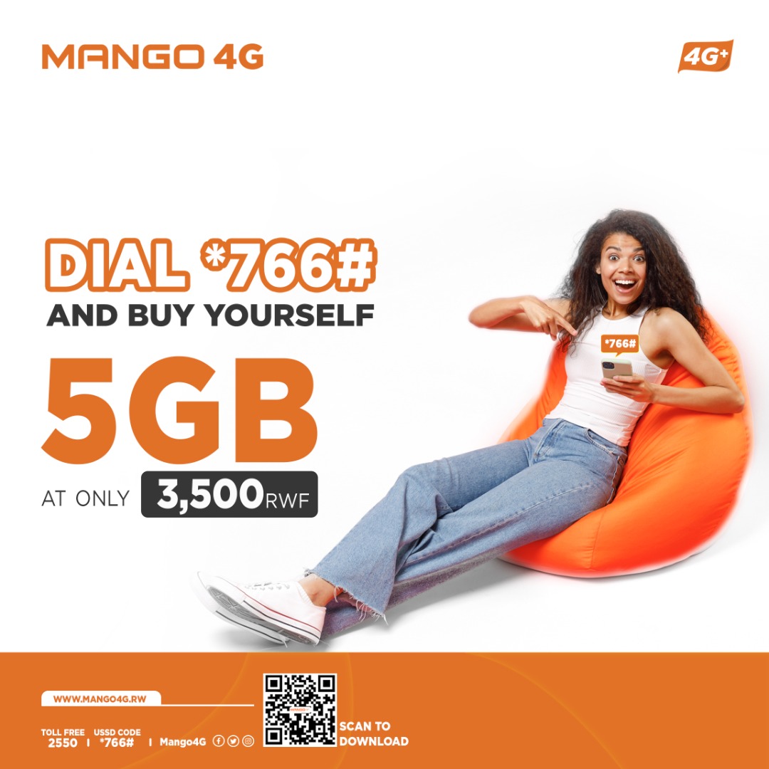Kanda *766# wigurire ipaki ya Internet ya #Mango4G. Ku bindi bisobanuro wahamagara umurongo wacu utishyurwa 2550.