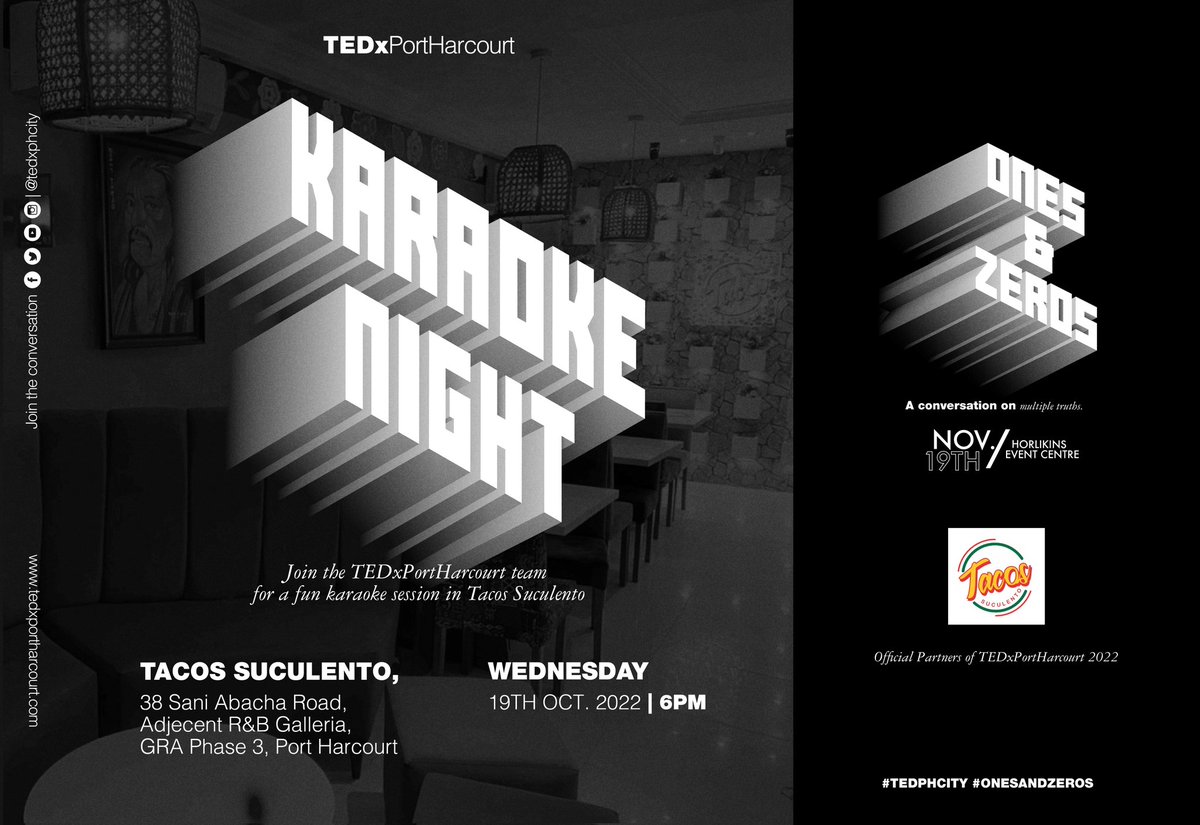 By Wednesday, we'll be one month away from our 10th Anniversary. 

Join us to commemorate our partnership with <a href="/TacosSuculento/">Tacos Suculento</a>. 

Let's have some fun!!!🎉🎤🎶

#TEDxPHCity #OnesandZeros