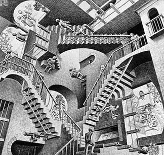 “Conference travel reimbursement”, by M. C. Escher (Lithograph, 1957).