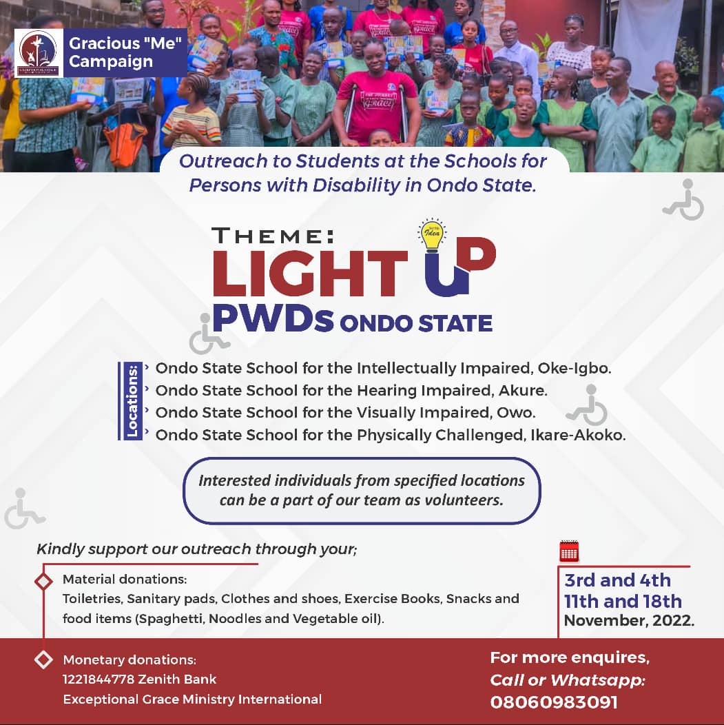 ajayi_justinah's tweet photo. It's another beautiful day.
The Lord will help you and His blessings will rest upon you.
Remember to support our Gracious "Me" Campaign outreach today.
Account details are on the flier.
Thank you very much ๐.
#theexceptional
#graciousmecampaign
#lightuppwdsondostate https://t.co/tkSNZ01fit