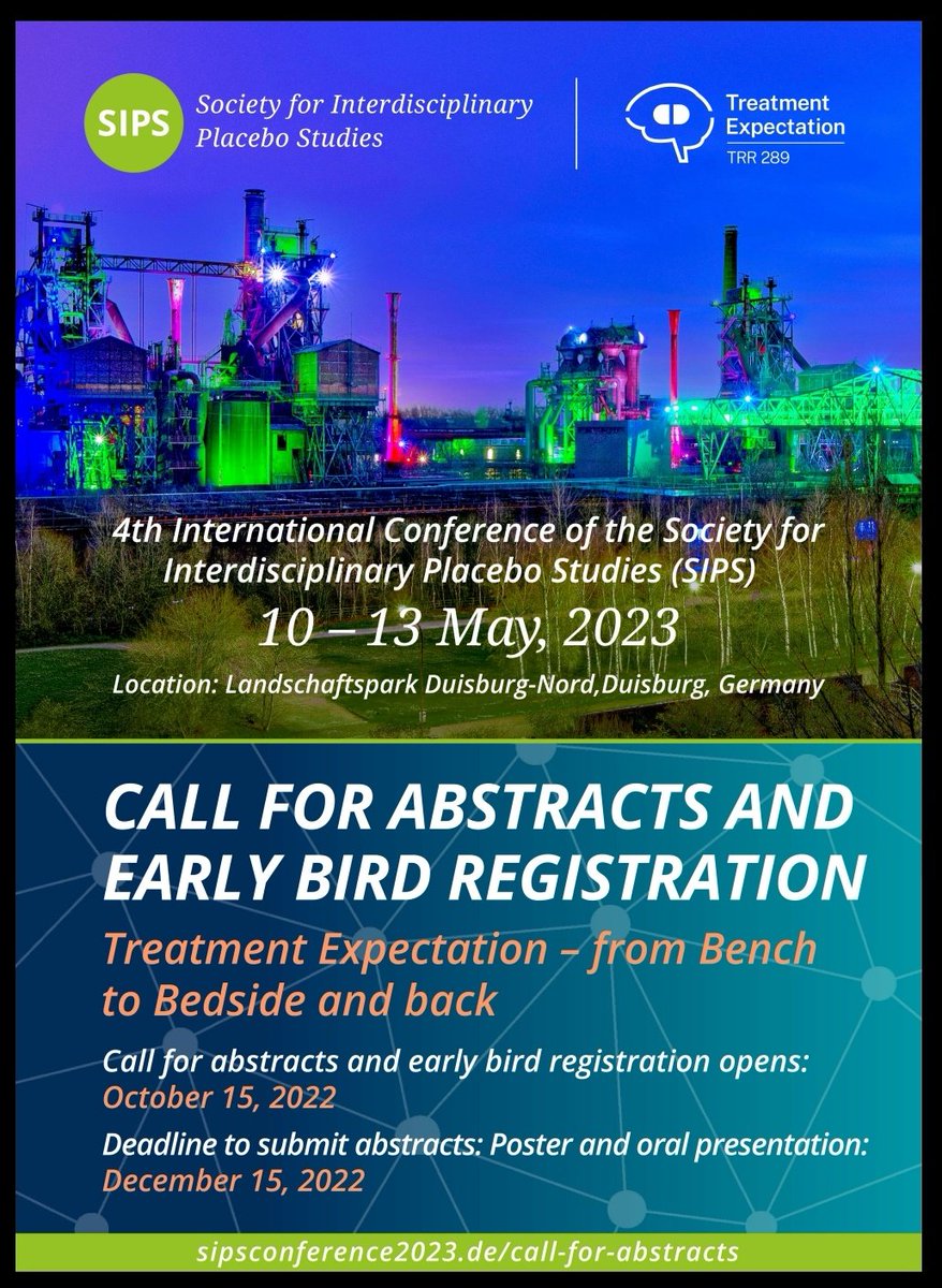 This all sounds amazing and too good to be true? Well, what are you waiting for? 😉 📃 Submit an abstract: sips-conference.com/call-for-abstr… 💻 Early bird registration: sips-conference.com/registration/d… We look forward to seeing you at #SIPSplacebo2023 in Duisburg! 👋 Please RT and share widely!