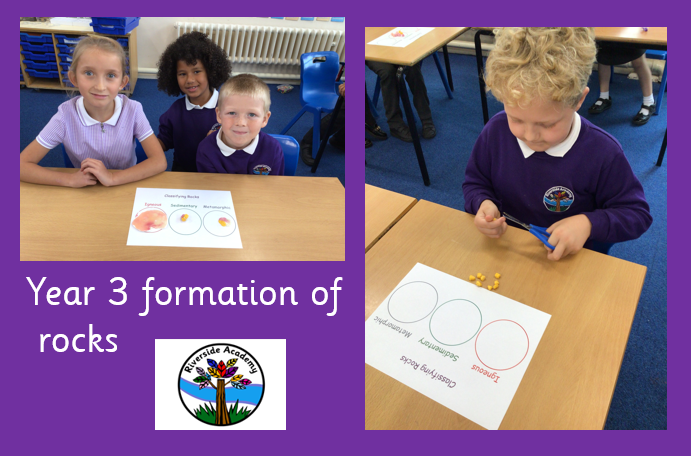 Riverside_2015's tweet photo. In science, Year 3 have been using sweets to demonstrate how different types of rocks are formed. https://t.co/rhbdIOr2TB