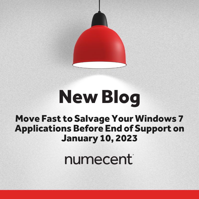 Numecent's tweet photo. Support for Windows 7 ended back in 2020, however, for organizations heavily invested in the Windows 7 ecosystem, Microsoft provided extended paid support. That paid support expires on January 10, 2023. Read our blog to see what this means for you: https://t.co/PZh7wN8JCf