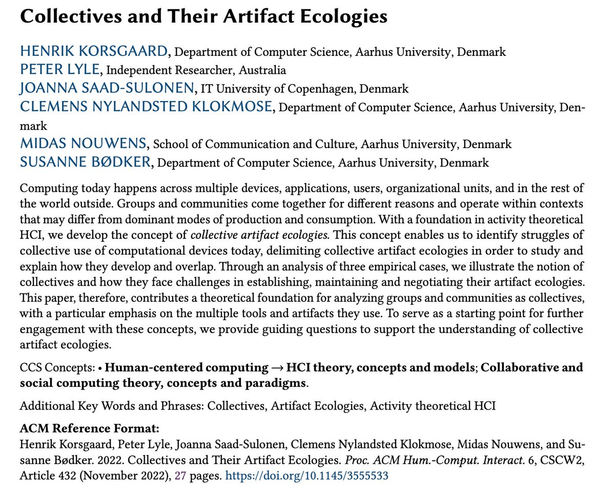 Joanna Saad-Sulonen (@jsaadsu) on Twitter photo #CSCW2022 best paper award 🤩 A lovely collaboration with the amazing <a href="/heenrik/">Heenry</a> Peter Lyle @cklokmose <a href="/MidasNouwens/">@midasnouwens@someone.elses.computer</a> @professorBodker 😍 will be published in November but do ping for a copy <a href="/csaudk/">Computer Science at Aarhus University</a> <a href="/ITUkbh/">ITUkbh</a> #CSCW2022 best paper award 🤩 A lovely collaboration with the amazing <a href="/heenrik/">Heenry</a> Peter Lyle @cklokmose <a href="/MidasNouwens/">@midasnouwens@someone.elses.computer</a> @professorBodker 😍 will be published in November but do ping for a copy <a href="/csaudk/">Computer Science at Aarhus University</a> <a href="/ITUkbh/">ITUkbh</a>