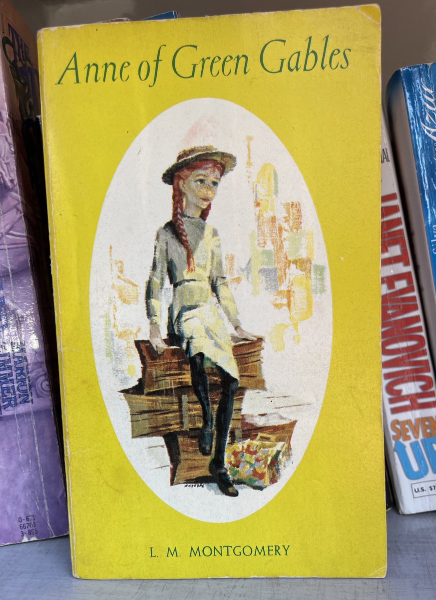 JackpotBook's tweet photo. Bright cheery yellow 1968 Canadian paperback edition of Anne of Green Gables. Anne looks very abandoned on the front cover; anxiously waiting for a child to pick up the book and keep her company. https://t.co/Sg8RRQlayN