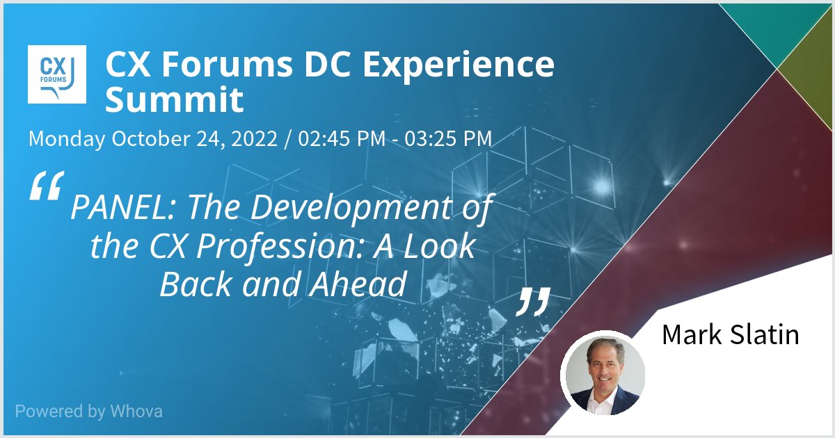 mark_slatin's tweet photo. I am speaking at CX Forums DC Experience Summit. Please check out my talk if you're attending the event! @CxForums #CX #NPS #UX #XM - via #Whova event app https://t.co/4SuV25f3Ce