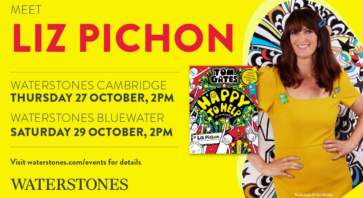 Bluewaterstones's tweet photo. Meet #TomGates creator @LizPichon!! Go to https://t.co/xdFAmVzVy4 more tickets and more information. #HappyToHelp(eventually) @scholasticuk #BookSigning #TicketedEvent #HalfTermHoliday https://t.co/tP8XcaVvRS