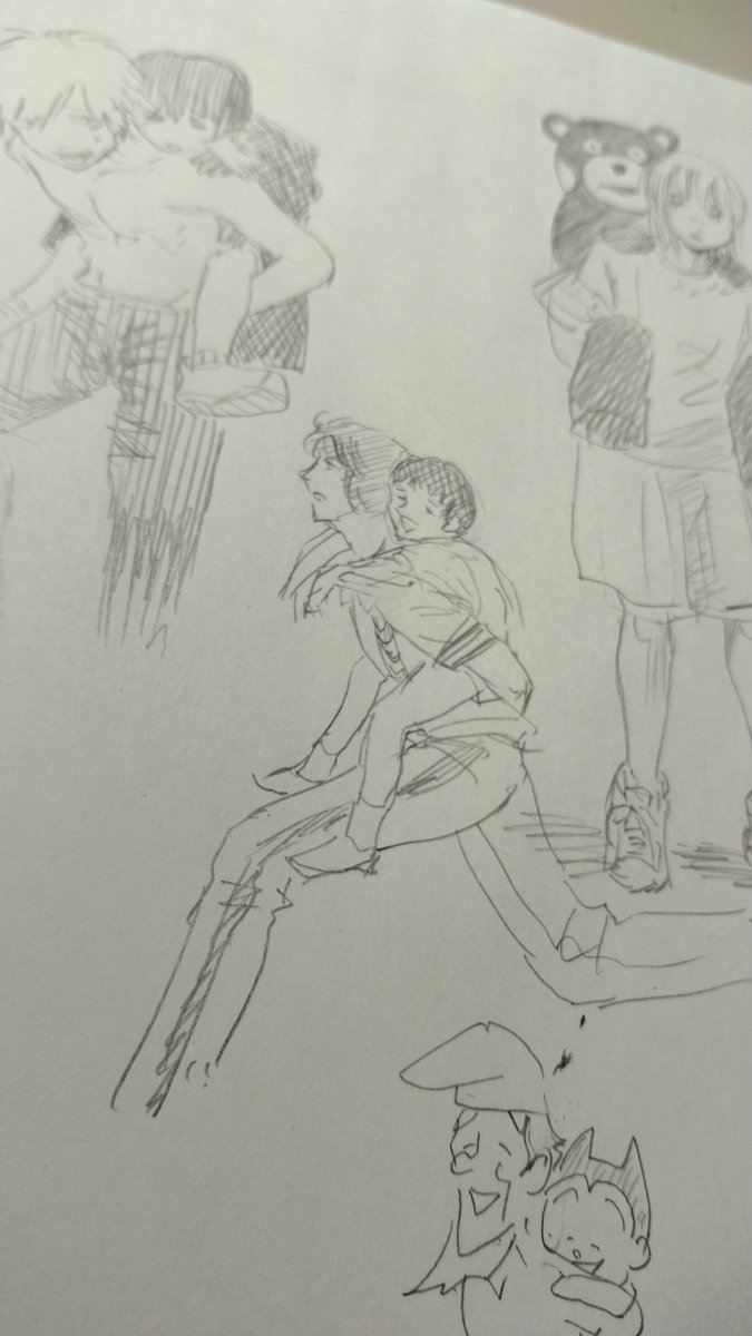 おんぶって、描くの難しいですよね。 
