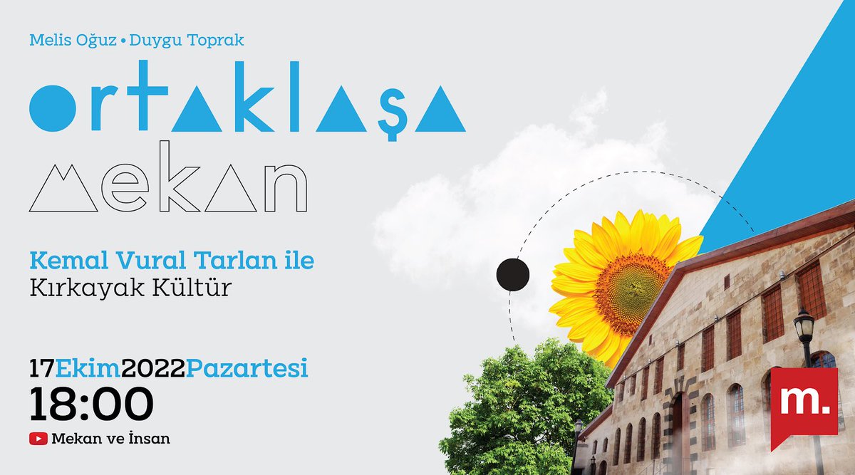 Bugün 18.00’de <a href="/MelisOguz/">Melis Oğuz Çevik</a> ile konuğumuz <a href="/KirkayakKultur/">Kırkayak Kültür</a> Genel Koordinatörü <a href="/kemalvural/">Kemal Vural Tarlan</a>. 

<a href="/medyascope/">Medyascope</a> 
#mekanveinsan #MedyascopePlus

Görsel tasarım <a href="/cihannder_/">Cönder</a>