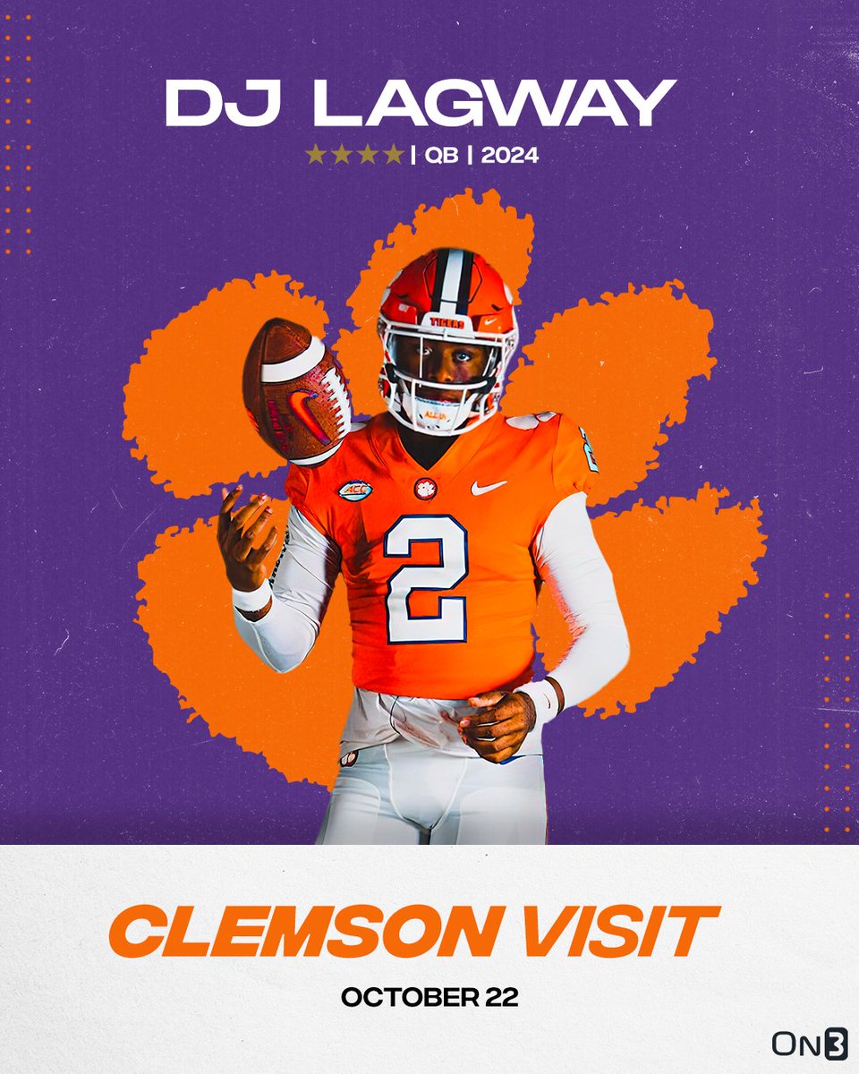 samspiegs's tweet photo. Elite 2024 Willis (Texas) QB DJ Lagway locks in his next visit to Clemson. Dabo Swinney has taken a personal role leading Lagway's recruitment thus far

More: https://t.co/IJocARzDW2 (On3+) https://t.co/eNwWLy8azq