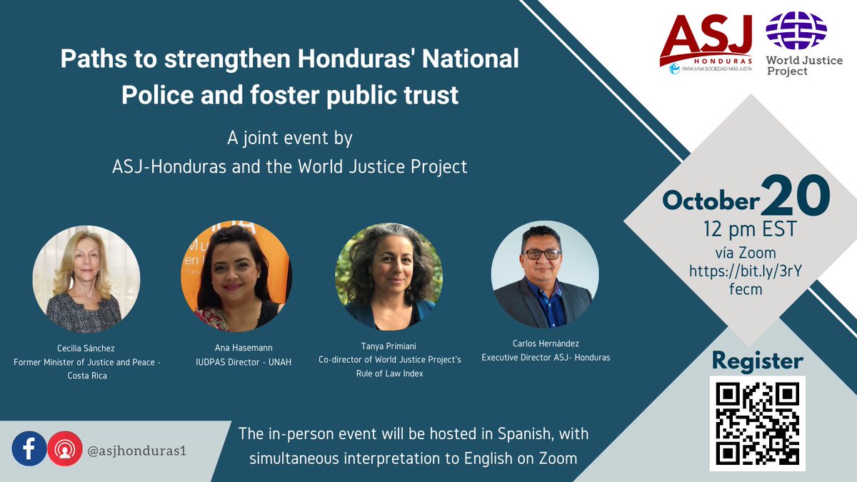 kurtverbeek's tweet photo. Join us as @asjhn1 and @TheWJP present our research and analyze paths to strengthen the rule of law in Honduras and foster public trust.

🗓 October 20
🕚 10:00 am HN/ 12:00 pm EST
📍 In-person in Spanish: IUDPAS, Tegucigalpa
🔗 Live stream in English: https://t.co/HdyOD3xl9y https://t.co/O9xLpqJsXx