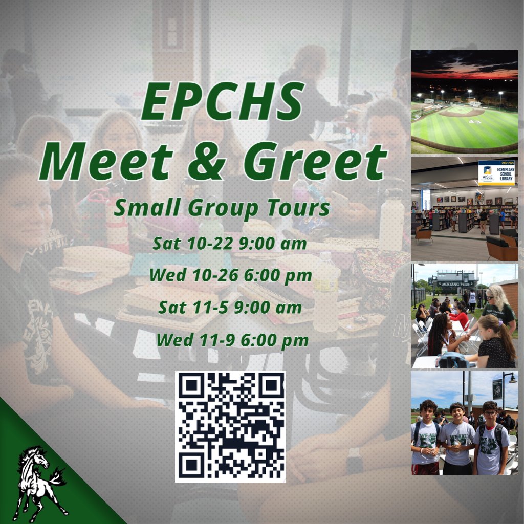 Epchs231's tweet photo. Small group tours will be held at EPCHS in the coming weeks.
It's a chance to see the state-of-the-art baseball and softball fields, an award-winning school library and more.
Go here for more information: https://t.co/dXHsnV7J7j
#FutureMustangs #GoToEP https://t.co/k58gsFWT16