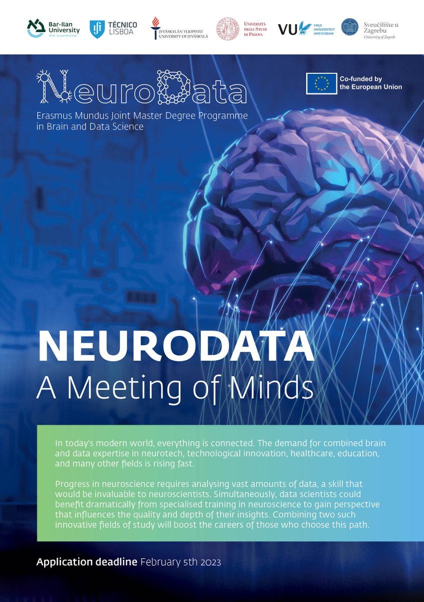 Neuro Data (@neurodatamaster) on Twitter photo Join us on the greatest adventure, understanding the brain. Erasmus Mundus Joint Master in Brain and Data Science.
neurodata-master.org
#erasmusmundus
<a href="/GondaBrain/">Gonda Brain Research Center</a>
<a href="/AlonKorngreen/">Alon Korngreen</a>
<a href="/EUErasmusPlus/">Erasmus+</a>
<a href="/ErasmusMundus/">Erasmus Mundus</a>
#BigData
#neuroscience
<a href="/Bar_ilan/">אוניברסיטת בר-אילן</a>
#אוניברסיטתבראילן Join us on the greatest adventure, understanding the brain. Erasmus Mundus Joint Master in Brain and Data Science.
neurodata-master.org
#erasmusmundus
<a href="/GondaBrain/">Gonda Brain Research Center</a>
<a href="/AlonKorngreen/">Alon Korngreen</a>
<a href="/EUErasmusPlus/">Erasmus+</a>
<a href="/ErasmusMundus/">Erasmus Mundus</a>
#BigData
#neuroscience
<a href="/Bar_ilan/">אוניברסיטת בר-אילן</a>
#אוניברסיטתבראילן