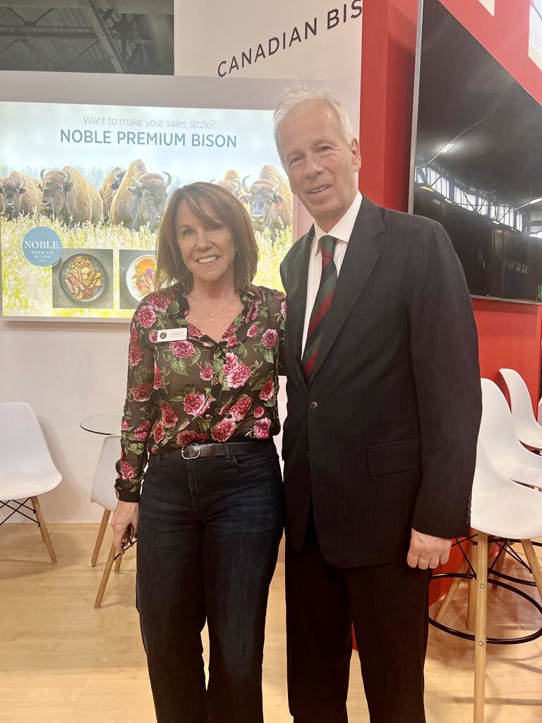 Look who stopped by our SIAL booth in Paris? Turns out he’s a Noble Premium Bison customer too 🤗 Stéphane Dion, Ambassador to France &amp; Special Envoy to the European Union &amp; Europe #cdnag <a href="/CanadianBisonAs/">Canadian Bison Assoc</a>