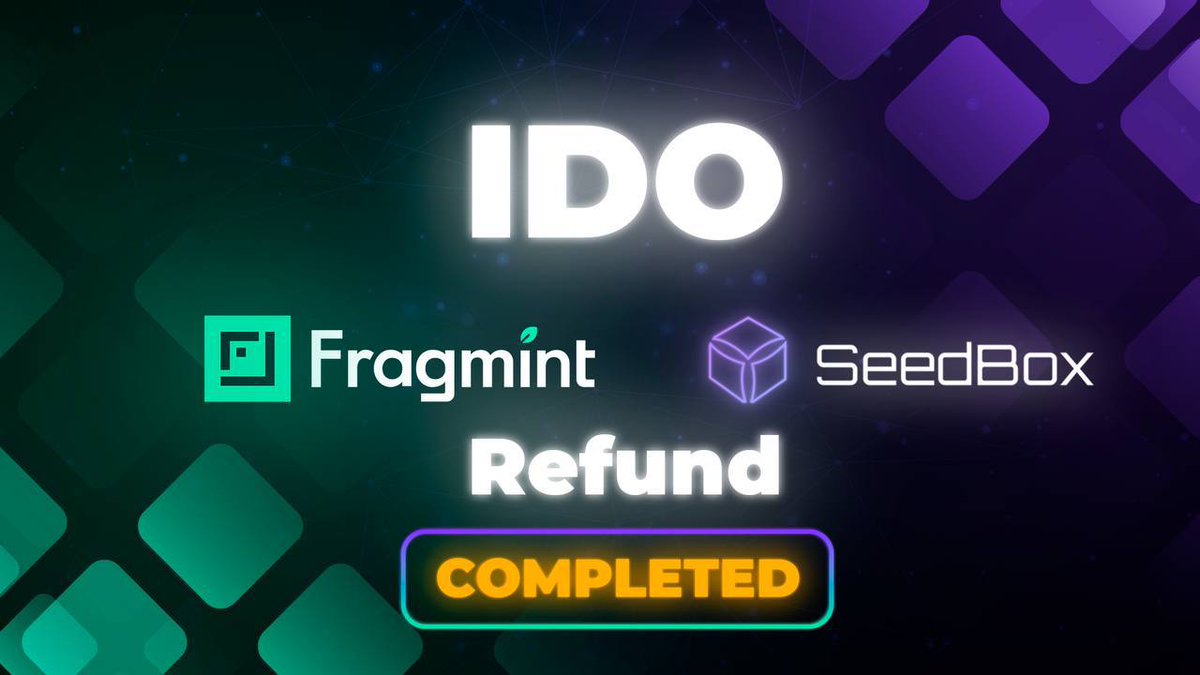 seedbox_fi's tweet photo. Dear Community,
ℹ️ We hasten to inform you that @FragmintNFT IDO has been successfully refunded to every participant.
✅ Follow us to keep up to date with new tokensales and events👇🏻
https://t.co/2cAuOQruMi
#IDO #NFT #criptoblog #investors #tokensale #VCaccess #web3 #IVO https://t.co/ZLsGtvaKYB
