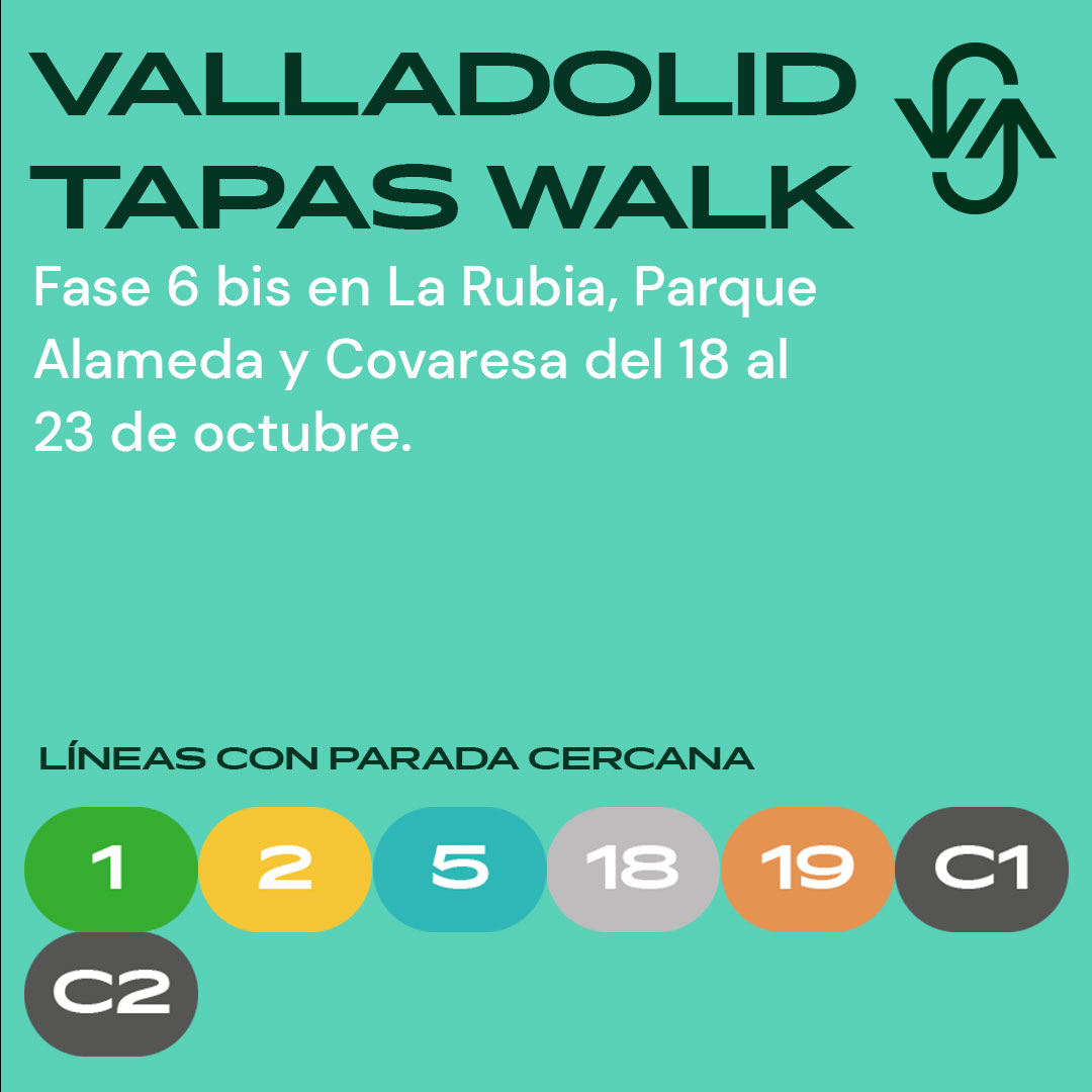 📢 Fase 6 bis de #ValladolidTapasWalk

📅 Último día

📌 La Rubia, Parque Alameda y Covaresa

🚍 Líneas con paradas cercanas: 1, 2, 5, 18, 19, C1 y C2

👉 Disfruta de la actividad de 
@Apehva #MejorEnBUS