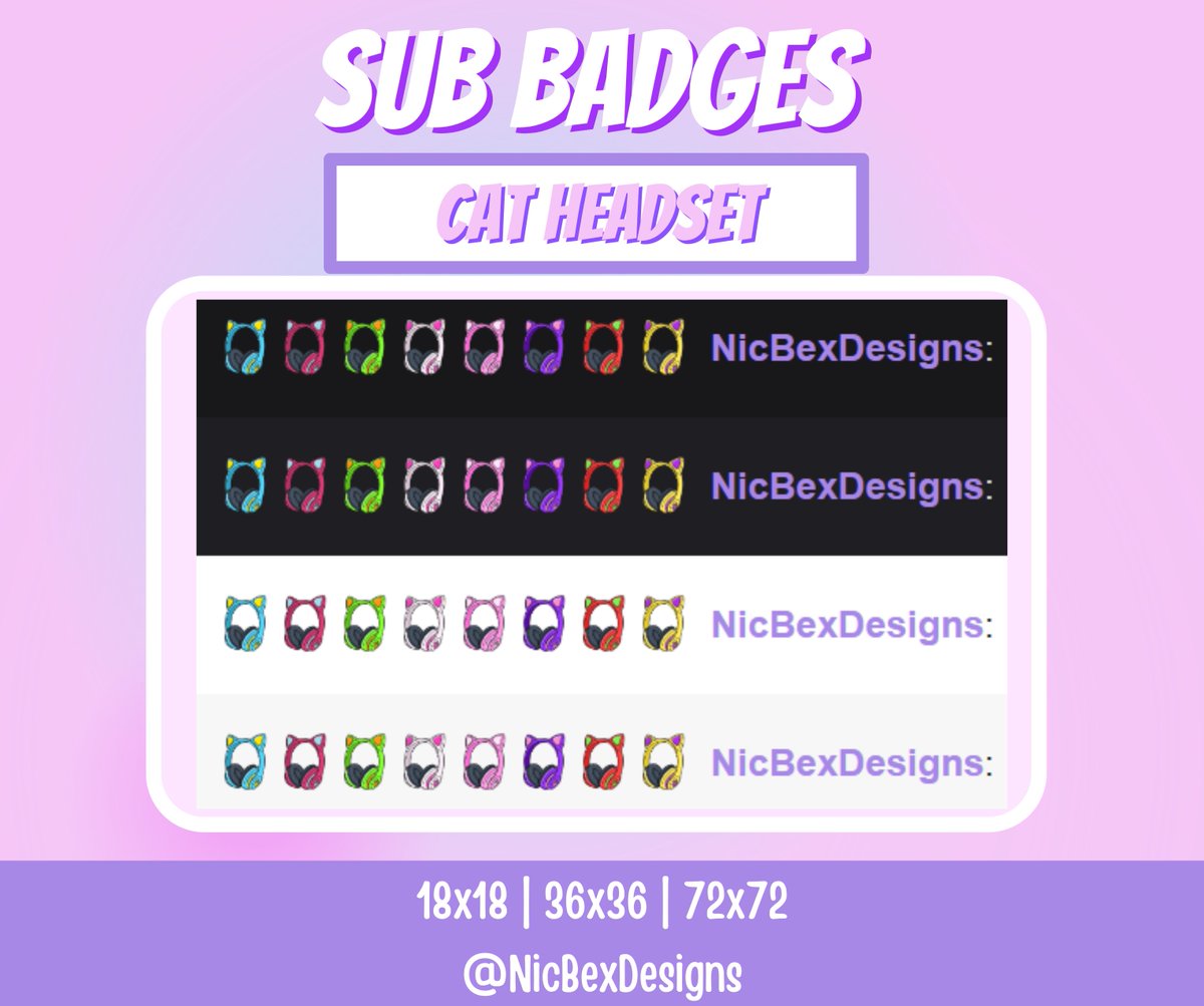nicbexdesigns's tweet photo. Cat Ear Headphones Twitch Sub Badges available on my #etsy shop:
https://t.co/gYd6ZIjF9v
#Bitbadges #Youtube #CheerBadges #SubscriberBadges #CatHeadsetSubBadges #KittyHeadset #twitch #subbadges #twitchemotes #customemotes #streamer #livestreaming #twitchgirl #catears #twitchtv https://t.co/KFnEtfnGCB
