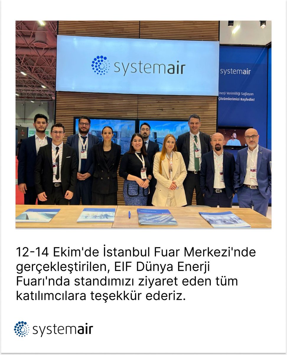 12-14 Ekim'de İstanbul Fuar Merkezi'nde gerçekleşen EIF Dünya Enerji Kongre ve Fuarı'na katıldık. Standımızı ziyaret eden tüm katılımcılara teşekkür ederiz. 

#systemair #systemairtr