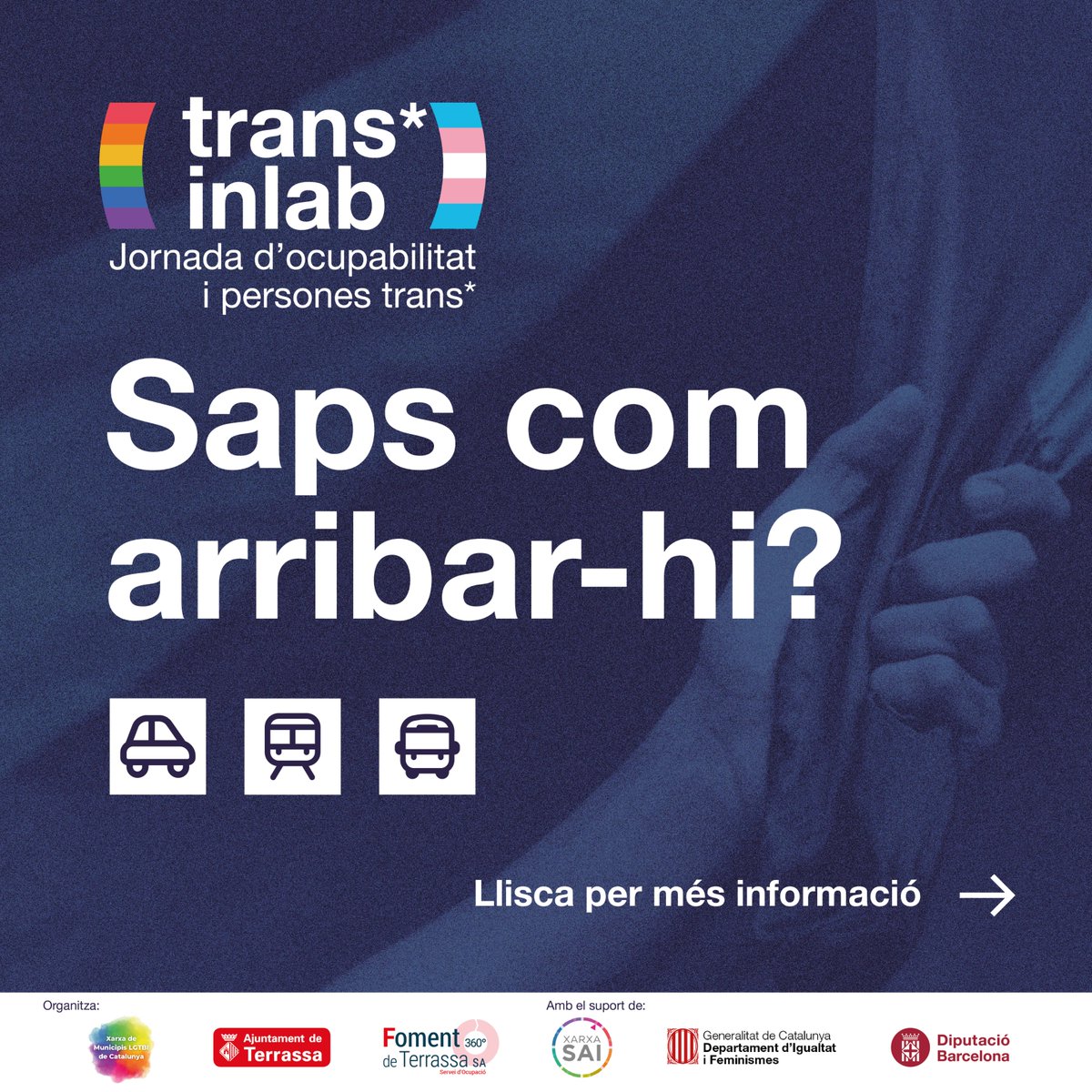 TrsOcupacio's tweet photo. Ja ha arribat la Jornada #transinlab!🌈
Demà ens veiem a les 9:30 h a l'edifici de Foment de #Terrassa!
👉 Si assistiràs presencialment, t'indiquem com arribar-hi.
#transinlab22 #ocupaciotrans #transright #LGTBI #trans #empleatrans #CelebremLaDiversitat #TerrassaDiversa https://t.co/bkFddDd7BV