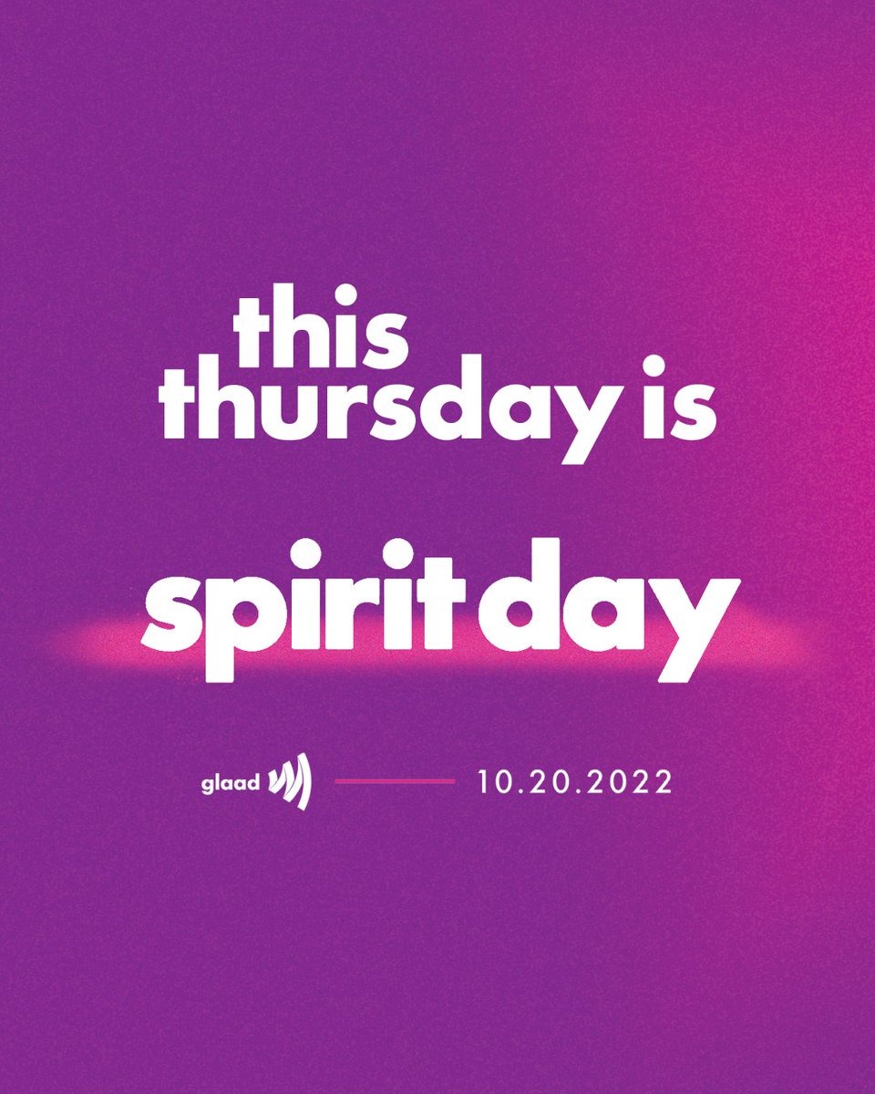 glaad's tweet photo. #SpiritDay is this Thursday! Are you ready to go purple to support LGBTQ youth? Take the pledge now: https://t.co/AJXringkC7 💜💜💜 https://t.co/GQnF9MCDJn