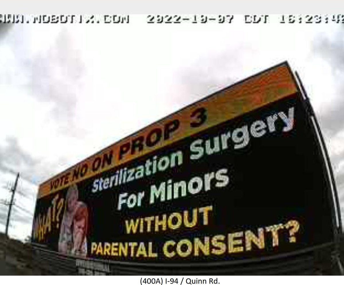 MichiganCFF's tweet photo. Billboards are going up around the state and the word is getting out!

Proposal 3, if passed, will remove parental rights, allow children to be castrated and sterilized, permit non-doctors to perform abortions and pedophiles to claim 'reproductive freedom,' as a defense. 

#prop3 https://t.co/5nxnYBFoFK