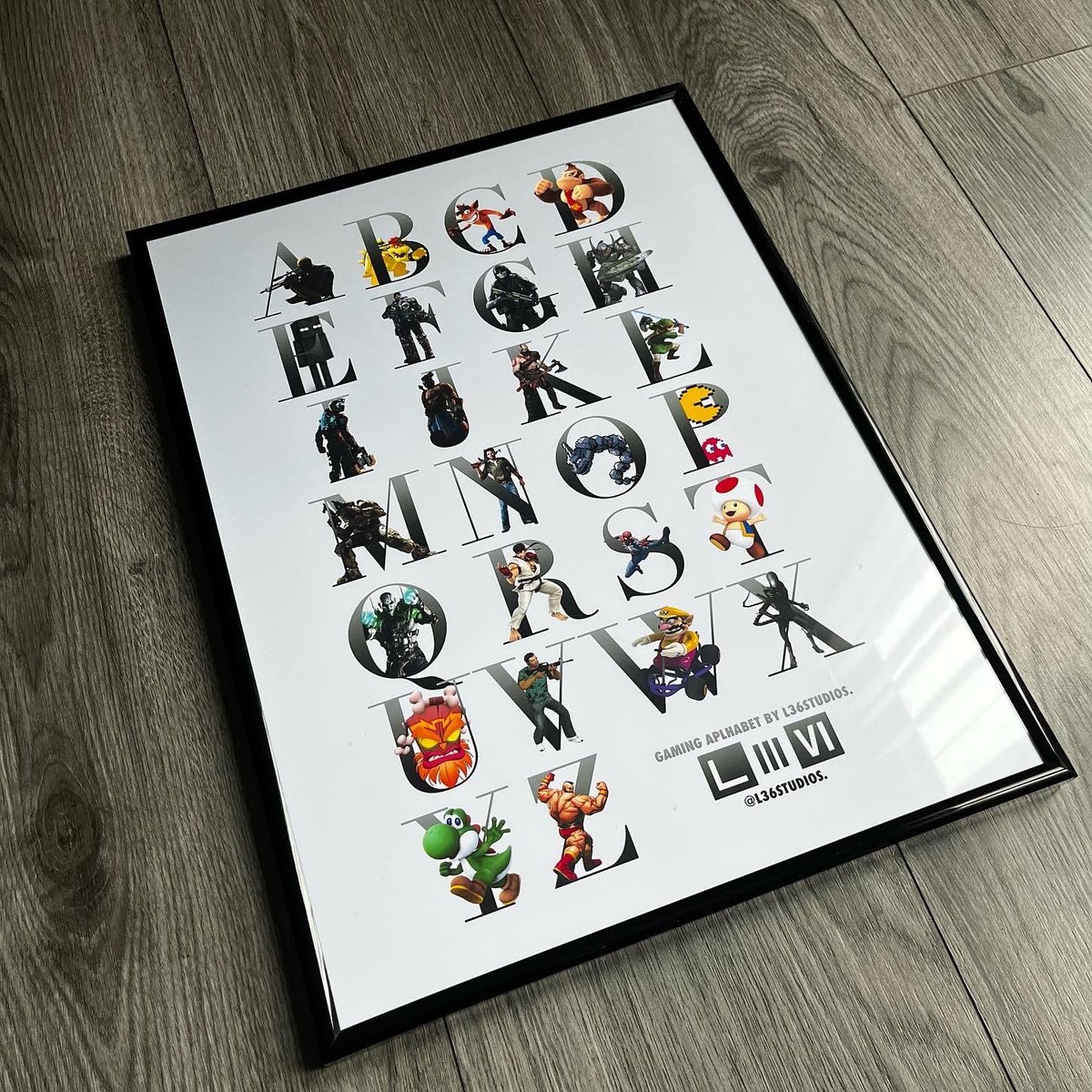 L36Studios's tweet photo. LEVEL ONE! The start of a new series of prints begins here! A-Z of video game characters is here! This marks beginning of a journey of A-Z prints that will be going live over the coming weeks! Orders are open, simply DM for anything that you want to order or commission! https://t.co/Jikn8LPSCl