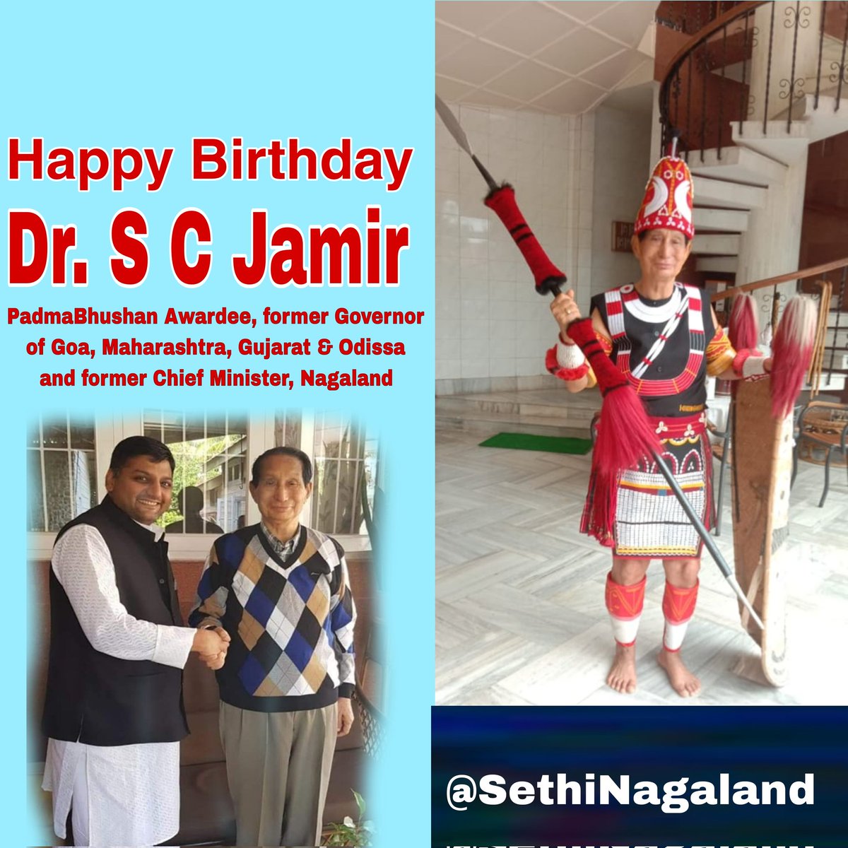 SethiNagaland's tweet photo. Warm 91st Birthday wishes to Dr #SCJamir ji. We pray for your good health, long & happy life ahead. You are an inspiration to all of us. May God be with you always & keep your hands on us too..
@JamirNungtok #apokjamir
@drajoykumar @RanajitSpeaks @rssurjewala @PChidambaram_IN https://t.co/un26eB0Qc5