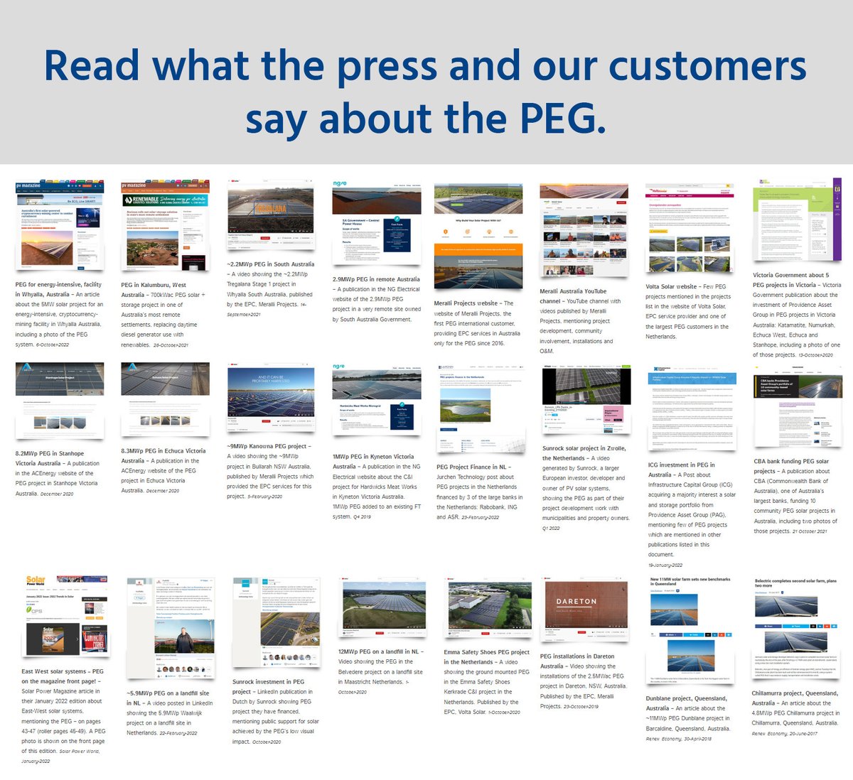 JurchenTech's tweet image. Read what the press and our customers say about the PEG. We have summarised a large collection of online publications about the PEG in our website: bit.ly/3D3LZex
#solar #jurchentechnology #solarracking #renewables #pvsubstructure