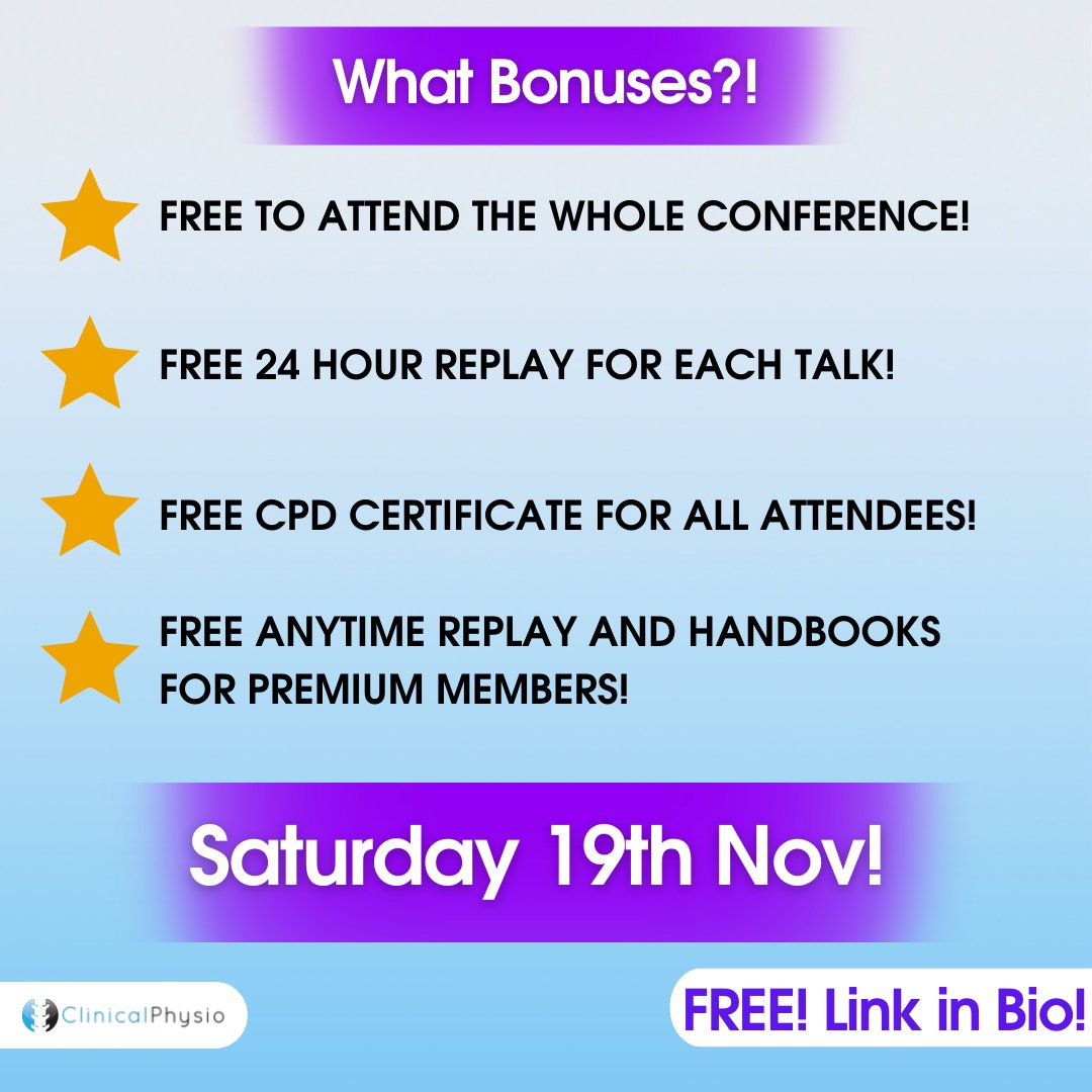 HERE IS OUR NEWS!!!!

⭐️ Saturday 19th November
⭐️ The Clinical Physio Student Summit 2022
⭐️ FREEEEEE Attendance for all!
⭐️ Limited Spaces!!!

➡️ To Register: clinicalphysio.com/student-summit