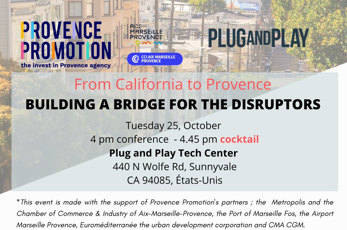 #startup #event <a href="/PlugandPlayTC/">Plug and Play Tech Center</a> 
At the heart of Europe’s decarbonization effort and with the help of innovation labs, corporates &amp; institutions, <a href="/InvestProvence/">Invest in Provence</a> is building a path for disruptors and entrepreneurs to accelerate and grow their business. 
📢bit.ly/3EKOjID