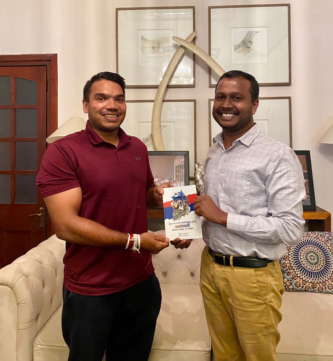 RajapaksaNamal's tweet photo. Congratulations @milindarj on your third book, ‘Poverty to Prosperity- A review on the Development Model of S. Korea’ which was Co Authored with Chanuka Wattegama. Shall read this week while travelling. https://t.co/MLxCiLzbT0
