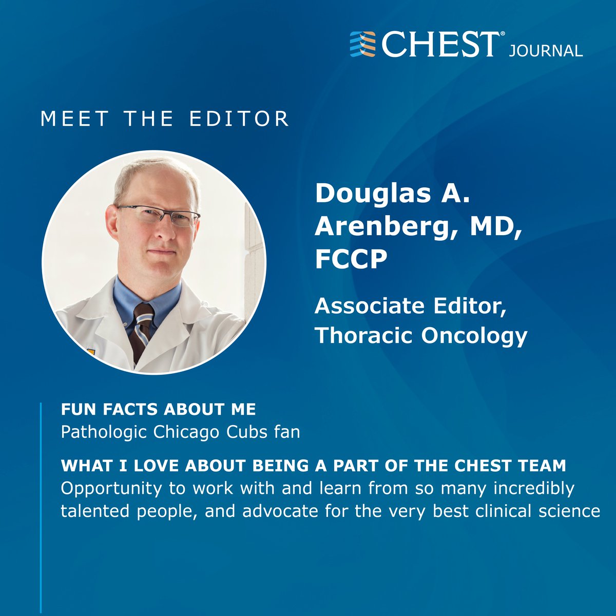 journal_CHEST's tweet photo. Drop by the @journal_CHEST booth in Experience CHEST at 10:30 am CT today to speak with the Associate Editor of Thoracic Oncology, Douglas A. Arenberg, MD, FCCP. Manage your #CHEST2022 schedule in the CHEST Events App: https://t.co/nzXop1Pihg  #CHESTOnc #MedTwitter https://t.co/yEvgg4hEwC