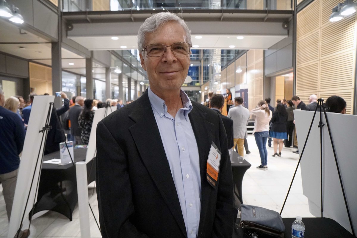 EPrinceton's tweet photo. Peter Jaffe, at Celebrate Princeton Innovation on Thursday night. He was presenting his research about breaking down PFAS "forever chemicals" with a new bacterium. #PrincetonEngineering https://t.co/zEa7sDJHAJ