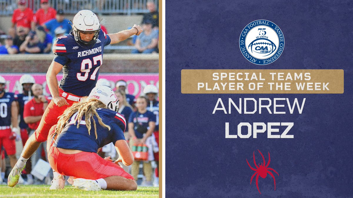 🏈 Special Teams Player of the Week Andrew Lopez made the first two field goals of his collegiate career in the fourth quarter to lift No. 21 @Spiders_FB to a 20-10 win over No. 17 Villanova 📰 bit.ly/3S9ZYUl