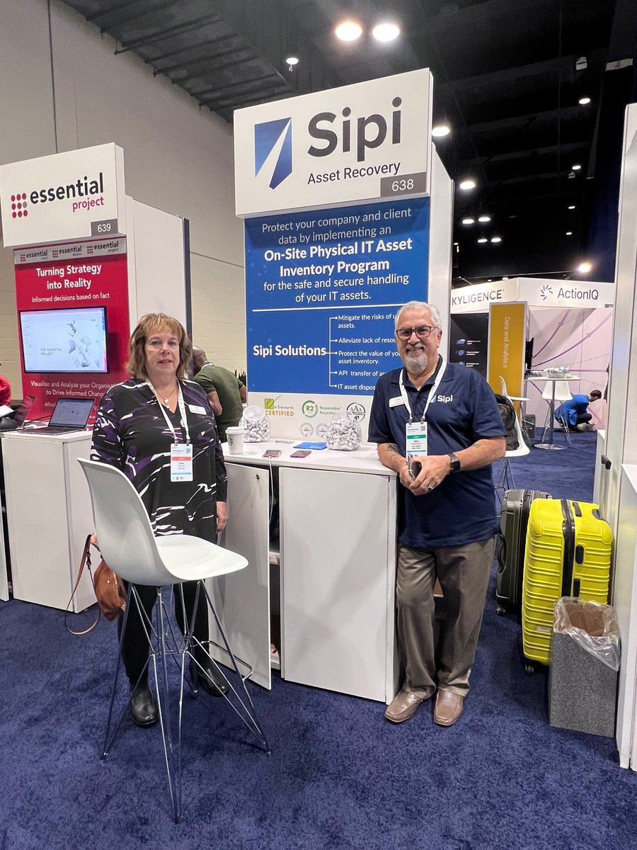Sipi_AR's tweet photo. The Gartner IT Symposium/Xpo 2022 starts today. Come have a chat with Nina and Mike at the Sipi Asset Recovery booth #638. We have solutions for your IT asset disposition needs. https://t.co/RGPCkQ8NK9 #ITAD https://t.co/xYLzsLKmlS