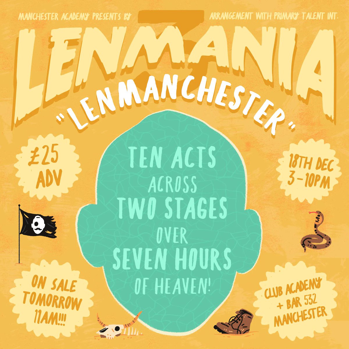 🐍  NEW SHOW | <a href="/jamielenman/">Jamie Lenman</a> Brings LENMANIA to Manchester 

📅 Sunday 18 December 2022

📍 Club Academy 

Tickets? on sale tomorrow 11am bit.ly/LENMANIA22